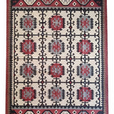 Grid Ember – Hand Woven Jute Rug in Brick Red/Cream
