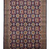 Konya – Hand Knotted Wool Rug in Navy Blue/Rust