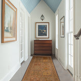Zariya - Hand Knotted Silk Rug In Navy Blue/Mushroom