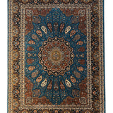 Khubsoorat – Hand Knotted Wool Rug in Turquoise Blue/Rust