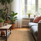 Saanjh - Hand Knotted Wool Rug In Grey/Orange