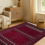 Zagros – Hand Knotted Wool Rug in Deep Maroon/Black