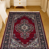 Mahroun – Hand Knotted Wool Rug in Red/Navy Blue