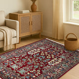 Zamurrud – Hand Knotted Wool Rug in Ribbon Red/Ivory