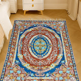 Shahbaz – Chain Stitch Embroidery Cotton Rug in Red/Blue