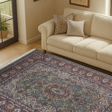 Samreen – Hand Knotted Wool Rug in Sage Green/Brown