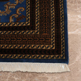 Darvish Rose – Hand Knotted Wool Rug in Prussian Blue/Brown