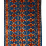 Sheesh Mahal – Hand Knotted Wool Rug in Prussian Blue/Brown