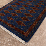 Sheesh Mahal – Hand Knotted Wool Rug in Prussian Blue/Brown
