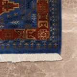 Sheesh Mahal – Hand Knotted Wool Rug in Prussian Blue/Brown