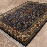 Roshanar Weave – Hand Knotted Wool Rug in Prussian Blue/Cream