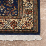Roshanar Weave – Hand Knotted Wool Rug in Prussian Blue/Cream