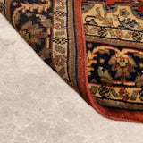 Rudshan – Hand Knotted Wool Rug in Rust/Navy Blue