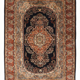 Turanbaz – Hand Knotted Wool Rug in Navy Blue/Rust