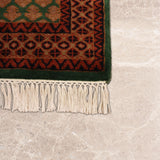 Zaffarani – Hand Knotted Wool Rug in Moss Green/Brown