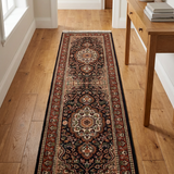 Yemberzal – Hand Knotted Wool Rug in Navy Blue/Rust