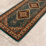 Kohsafar – Hand Knotted Wool Rug in Turquoise Blue/Cream