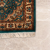 Kohsafar – Hand Knotted Wool Rug in Turquoise Blue/Cream