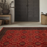 Rudgar – Hand Knotted Wool Rug in Crimson Red/Brown