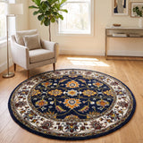 Gulzarah – Hand Tufted Wool Rug in Navy Blue/Cream