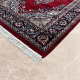 Mahroun – Hand Knotted Wool Rug in Red/Navy Blue