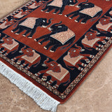 Gajendra - Hand Knotted Wool Rug in Rust/Midnight Blue