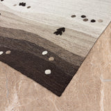 Dhara Rekha – Hand Woven Wool Rug in Taupe/Cream