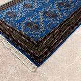 Farozzan – Hand Knotted Wool Rug in Turquoise Blue/Brown