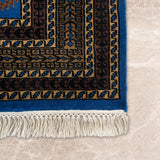 Farozzan – Hand Knotted Wool Rug in Turquoise Blue/Brown