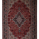 Mehraban – Hand Knotted Wool Rug in Maroon/Navy Blue