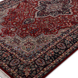 Mehraban – Hand Knotted Wool Rug in Maroon/Navy Blue