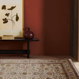 Nigaristan– Hand Knotted Silk Rug in Beige/Sage Green