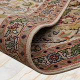 Nigaristan– Hand Knotted Silk Rug in Beige/Sage Green