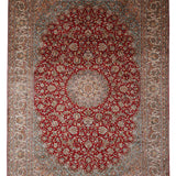 Ruhara – Hand Knotted Silk Rug in Red/Ivory