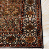 Gulsham-e-Bahar – Hand Knotted Silk Rug in Navy Blue/Cream
