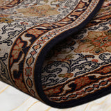 Gulsham-e-Bahar – Hand Knotted Silk Rug in Navy Blue/Cream