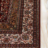 Crimson Darbar – Hand Knotted Silk Rug in Ribbon Red/Ivory