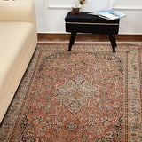 Sanjh-e-Bagh – Hand Knotted Silk Rug in Peach/Sage Green