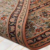 Sanjh-e-Bagh – Hand Knotted Silk Rug in Peach/Sage Green