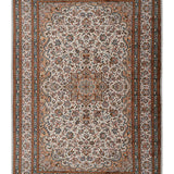 Noor-e-Safed – Hand Knotted Silk Rug in Cream/Peach