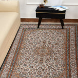 Noor-e-Safed – Hand Knotted Silk Rug in Cream/Peach