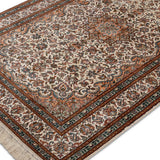 Noor-e-Safed – Hand Knotted Silk Rug in Cream/Peach