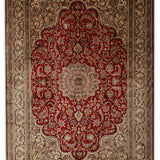 Shaan-e-Gulistan – Hand Knotted Silk Rug in Ribbon Red/Sage Green