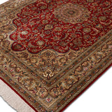 Shaan-e-Gulistan – Hand Knotted Silk Rug in Ribbon Red/Sage Green