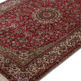 Gulzar-e-Dastkaar – Hand Knotted Silk Rug in Red/Sage Green
