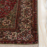 Gulzar-e-Dastkaar – Hand Knotted Silk Rug in Red/Sage Green