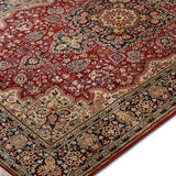Crown of Isfahan – Hand Knotted Silk Rug in Red/Navy Blue