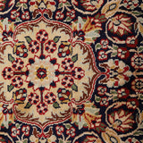 Crown of Isfahan – Hand Knotted Silk Rug in Red/Navy Blue