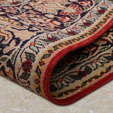 Crown of Isfahan – Hand Knotted Silk Rug in Red/Navy Blue