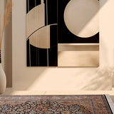 Midnight Orchard – Hand Knotted Silk Rug in Navy Blue/Peach